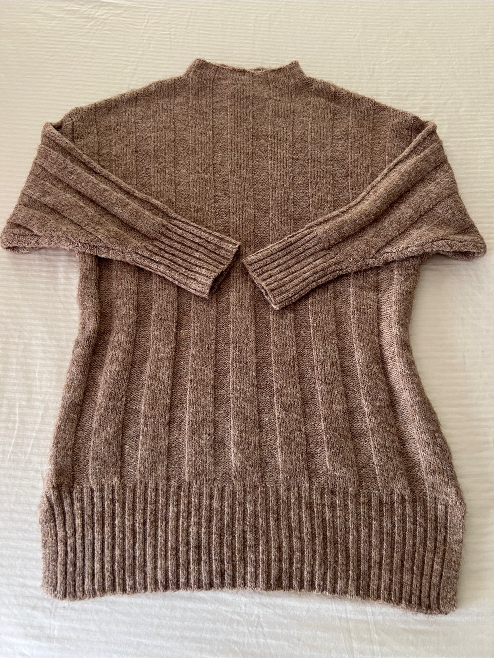 Topshop Ribbed Mock Neck Sweater Dress - Taupe Brown Small 4-6